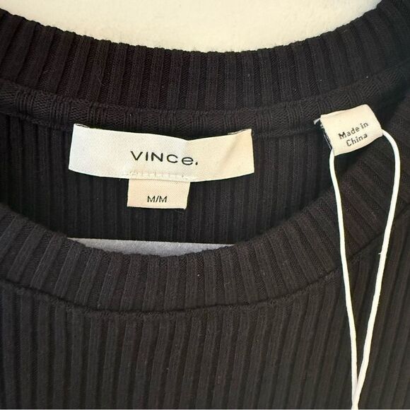 VINCE Ribbed Knit Midi Sleeveless Dress in Black Medium NWT - Picture 6 of 10